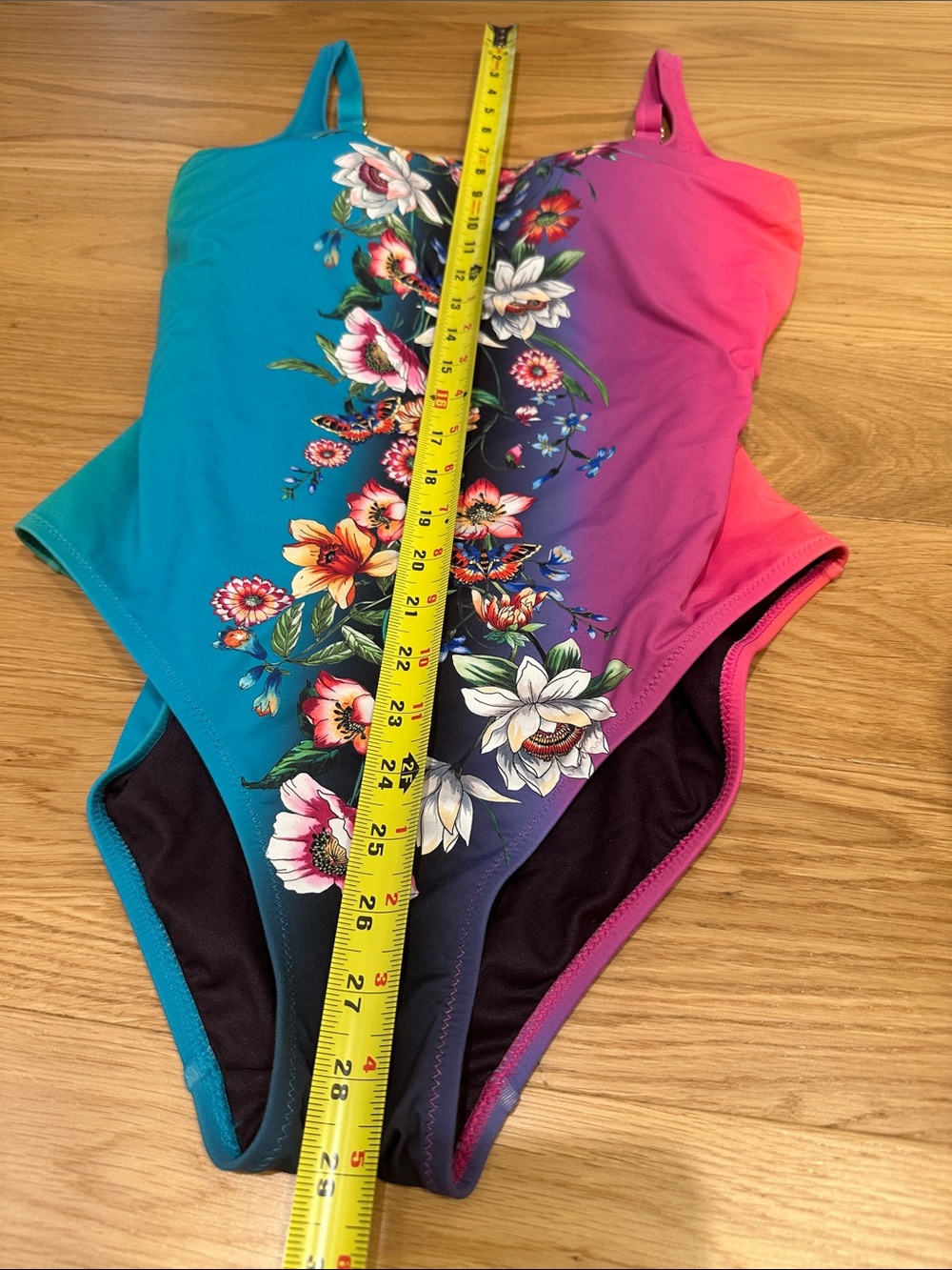 Johnny Was California XL Floral Butterfly Colorblock One Piece Swimsuit - Picture 9 of 13